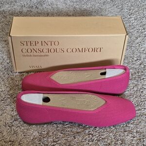 Vivaia Square Toe V-Cut Margot 2.0 Flats New In Box Pitaya Pink